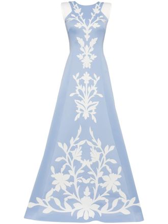 Saiid Kobeisy Abito da sera con ricamo a fiori - Blu