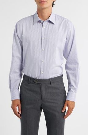 Nordstrom Traditional Fit Microplaid Premium Non-Iron Cotton Dress Shirt in Purple Antinori Plaid at Nordstrom Rack, Size 16.5 - 34/35