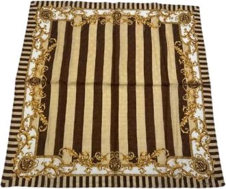 Fendi Pre-owned Vintage Baroque Stripe Scarf - Dames - Vintage Accessoires - Bruin - ONE Size - Katoen - Vintage