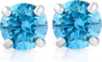 Pompeii3 1/2ct Treated Blue Diamond Studs 14K White Gold
