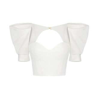 Elisabetta Franchi Dames, Blouses & Shirts, Wit, Maat: XL Satijn