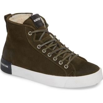 Blackstone QL70 Genuine Shearling Lined Sneaker in Hunting Green Leather at Nordstrom, Size 6Us
