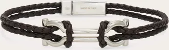 Ferragamo Men Double Gancini bracelet (20cm) Brown