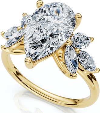 Pompeii3 Certified 3.20Ct Rayuka Pear Diamond Engagement Ring 14k Gold or Pt Lab Grown