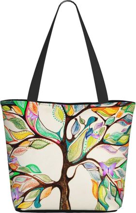 AOOEDM Colorfully Art Trees Ladies Shopping Bag 13x11x7in.The Perfect ValentineS Day Gift.It Is The Best ValentineS Day Gift For Mom, Daughter, Wife,Etc