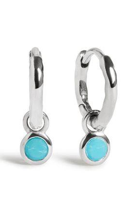 Monica Vinader Birthstone Huggie Hoop Earrings in Sterling Silver/turq at Nordstrom