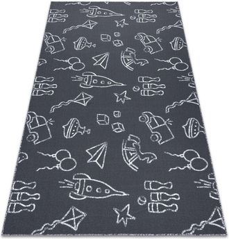 RugsX Rugsx - Carpet for kids toys to play, childrens - grey grey 100x250 cm
