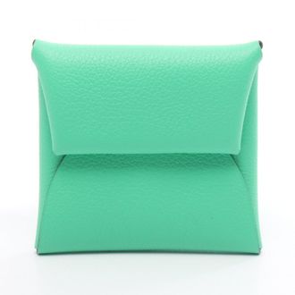 Herm&egrave;s Green Evercalf Leather Leather Coin Purse/Coin Case (Pre-Owned)