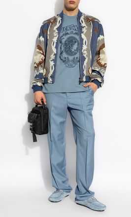 Versace T-shirt With Logo, Mens, Blue