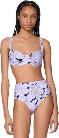 Kate Spade New York Garden Shirred Underwire Bra Top in Planetary Navy at Nordstrom, Size Medium