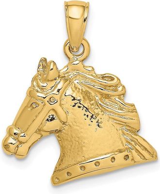 Diamond2Deal 10k Yellow Gold Textured Horse Head Charm Pendant