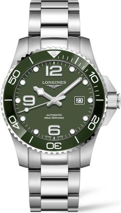 Longines HydroConquest Automatic Bracelet Watch, 43mm in Green/Silver at Nordstrom