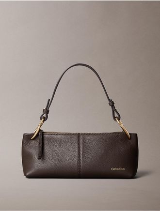 Calvin Klein Womens Slouchy Leather Small Convertible Bag - Dark Brown