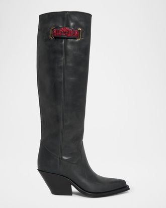 Chlo&eacute; 70mm Azelan Leather Knee-High Boots