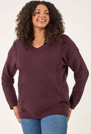 Roman Stitch V-Neck Knit Jumper
