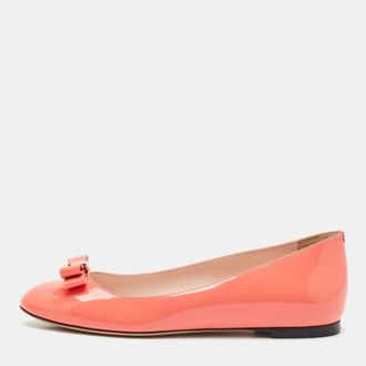 Bally Coral Orange Patent Leather Benalla Ballet Flats