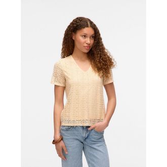 Vero Moda Opengewerkte blouse met korte mouwen