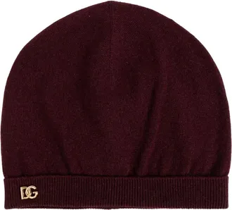 Dolce & Gabbana Accessoires, Dames, Rood, ONE Size, Cashmere Hoed met Applicatie