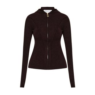 Victoria Beckham Zip-throughs, female, Brown, Size: XS Victoria Beckham Sweaters Chocolate