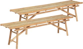 Beliani Conjunto De 2 Bancos De Jard&iacute;n De Bamb&uacute; 180 Cm Madera Clara Tindari