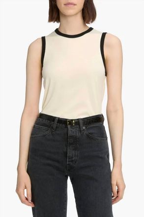 Frame Denim Ringer Tank In Cream/black