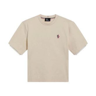 Moncler T-Shirts, female, White, Size: L Logo T-Shirt