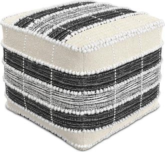 Simpli Home Barley Boho Square Pouf