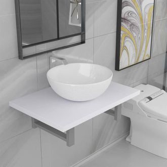 Berkfield Home Two Piece Bathroom Furniture Set Ceramic White