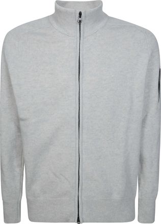 C.P. Company Lambswool Grs Ribbed Collar Zip-Through Sweater