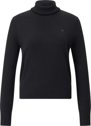 Ami Truien & Vesten, Dames, Zwart, XL, Wol, Merinowollen Coltrui met Logo