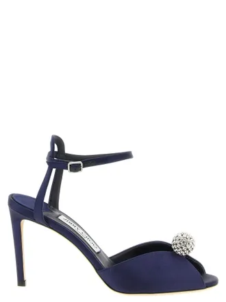 Jimmy Choo London Blue Tencel Stiletto Heel Womens Sandals
