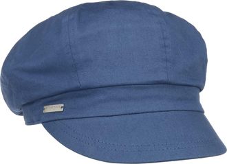Seeberger Azalee Newsboy Cap Women - Cotton Summer with Peak, Lining Spring-Summer - One Size Blue