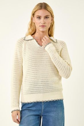 Roman Collar Crochet Knit Jumper