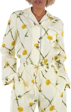 Burberry Dandelion-Print Silk Pyjama Shirt, Brand Size 2 ( US Size 0 )