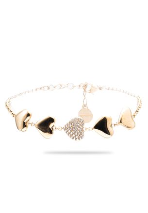 Freddy Bracciale in acciaio dorato con cuori e strass