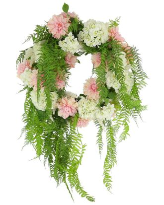Creative Displays Inc. 25In Spring Wreath With Dahlias, Hydrangeas & Hanging Ferns