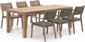 Rough Country Rustic Furniture ROUGH-L Rope/ROUGH-S 220cm dining tuinset 7-delig stapelbaar