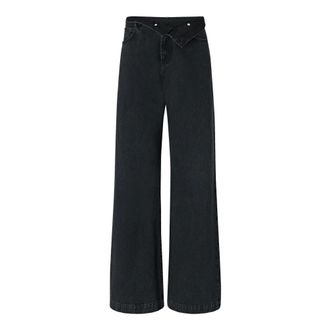 Pinko Pinko - Wanda Waist Down Wide Leg - Dames - Jeans - Zwart - Maat: W30 Katoen