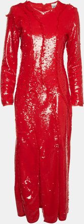 Ganni Ganni Red Sequins Cutline Maxi Dress