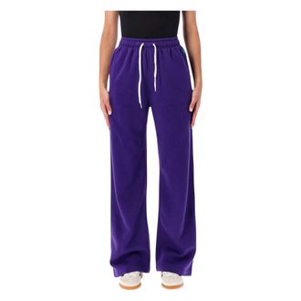 Polo Ralph Lauren Broeken, Dames, Paars, M, Katoen, Drawstring Fleece Wide-Leg Sweatpant