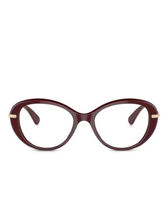 Swarovski Occhiali da sole ovali con cristalli - Rosso