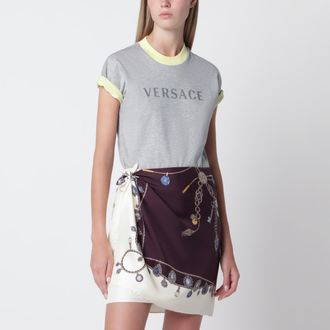 Versace T-shirt reversibile in jersey di cotone grigia/gialla