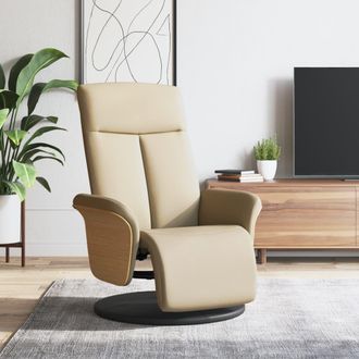 vidaXL Vidaxl - Sill&oacute;n Reclinable Con Reposapi&eacute;s Tela Color Crema