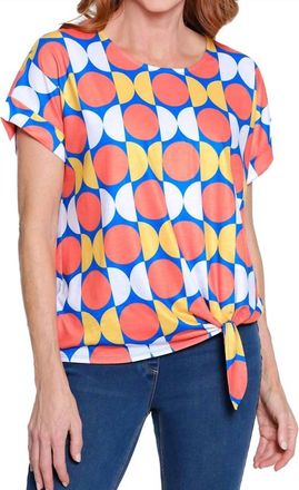 Multiples Pop Art Dot Tie-Waist Top In Geo Multi