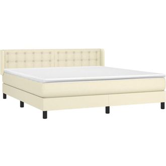 vidaXL Cama Box Spring Con Colch&oacute;n Cuero Sint&eacute;tico Crema 180x200 Cm Vidaxl