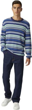 Missoni Cotton Crew-neck Pullover With Micro Zigzag And Contrasting Piping in Blue at Nordstrom, Size 50 It