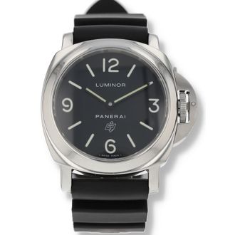 Officine Panerai Pre-owned Panerai Luminor Base Hand Wind Black Dial Mens Watch PAM00000