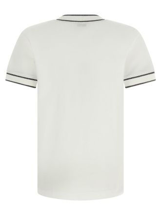 Brunello Cucinelli Sparkling Ribbed Trim Cotton T-Shirt - White