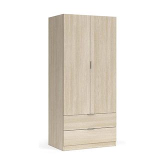 Dmora Dmora - Guardarropa Darest, Armario Dormitorio Con 2 Puertas Y 2 Cajones, Muebles De Dormitorio Con Perchero, 81x52h180 Cm, Roble