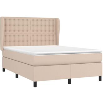 vidaXL Vidaxl - Cama Box Spring Con Colch&oacute;n Cuero Sint&eacute;tico Capuchino 140x200cm